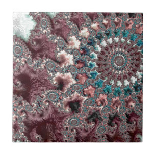 Retro Groovy Eklektisk Bohemisk Spiral Fraktal Kakelplatta