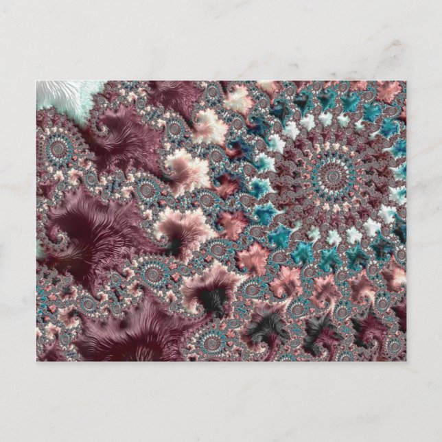 Retro Groovy Eklektisk Bohemisk Spiral Fraktal Vykort (Framsida)