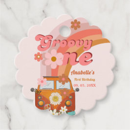 Retro Groovy en Daisy Flower Födelsedagsfest Gåvor Etiketter