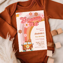 Retro Groovy en Daisy Flower Födelsedagsfest Inbjudningar