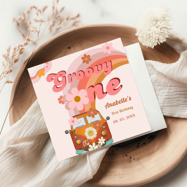 Retro Groovy en Daisy Flower Födelsedagsfest Pappersservett (Skapare uppladdad)