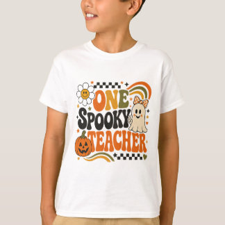 Retro Groovy En Lärares Skräckinjagande Halloween T Shirt