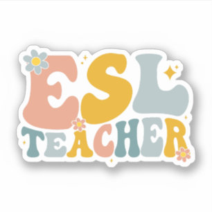 Retro Groovy ESL Lärares uppskattning Gift Klistermärken