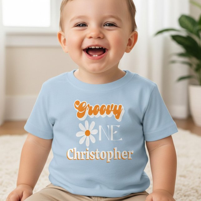 Retro Groovy Ettårsfirande för Pojkar T Shirt (Skapare uppladdad)