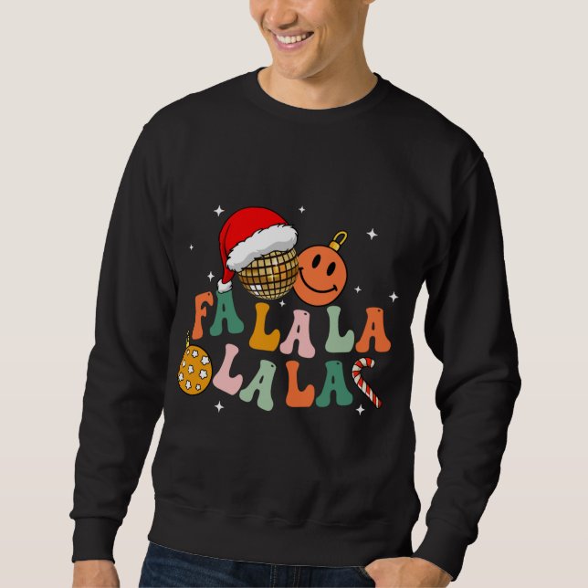 Retro Groovy Fa La jul Ljus Cute Julafton S Lång Ärmad Tröja (Framsida)