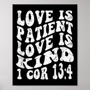 Retro Groovy Faith 1 Corinthians 13 4 Kärlek är Pa Poster