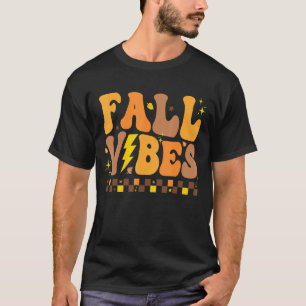 Retro Groovy Fall Vibes Kontrollerade Mönster Höst T Shirt