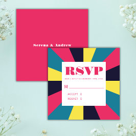 Retro Groovy Färgglad Abstrakt Regnbåge Bröllop Tilläggskort