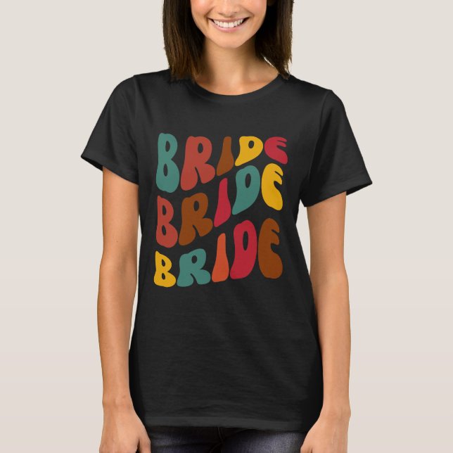 Retro Groovy Färgglad Brud 70-,60-Tal,Tematisk T Shirt (Framsida)