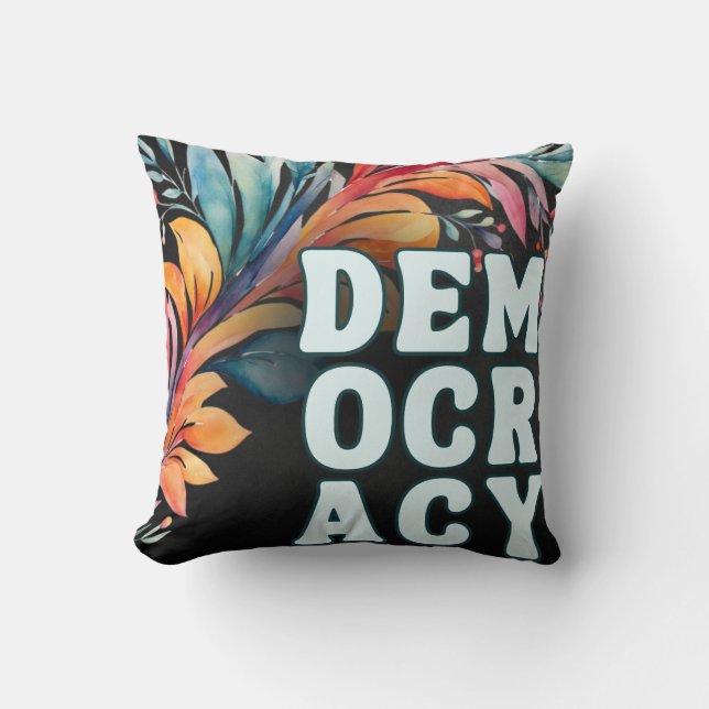 Retro Groovy Färgglad Politik Tematisk Demokrati Kudde (Framsida)