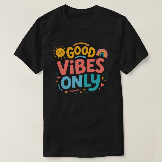 Retro groovy färgglad t-shirt med endast bra vibra (Design framsida)
