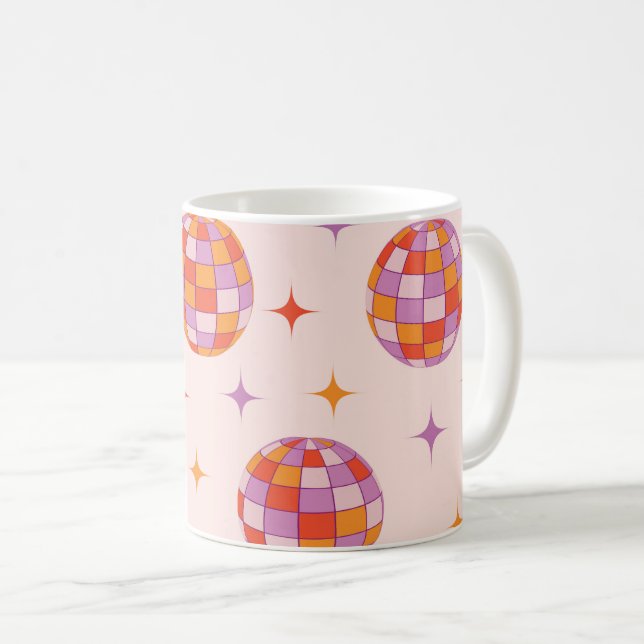 Retro Groovy Färgglada Disco Balls Mönster  Kaffemugg (Framsida höger)