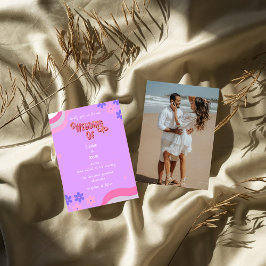 retro groovy färglös bröllop inbjudningar