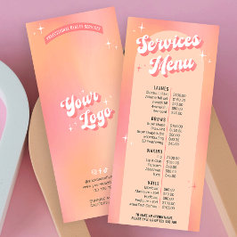 Retro Groovy Feminine Rosa Salon Pris List Menu Reklamkort