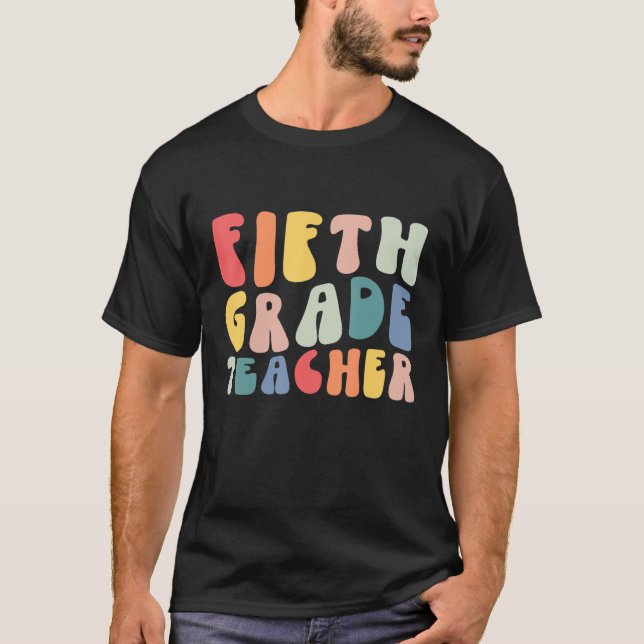 Retro Groovy Femte Klass-lärartorget Student T Shirt (Framsida)