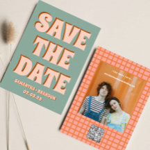 Retro Groovy Fet & Ljus Boho Bröllop Qr Code