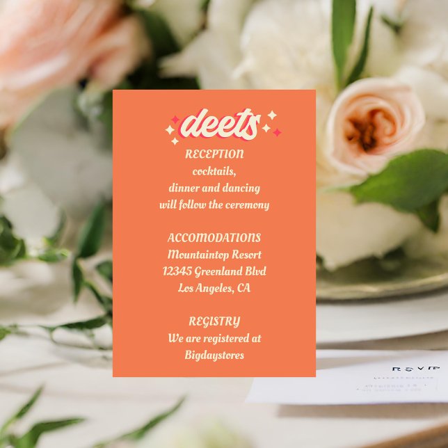 Retro Groovy Fet Stilfylld Färgrik 70-tals Bröllop Tilläggskort (Skapare uppladdad)