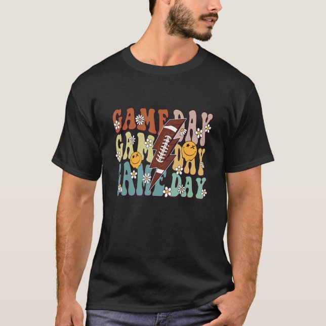 Retro Groovy Floral Game Day Vibes Family Matching T Shirt (Framsida)