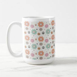 Retro Groovy Flowers & Fredstecken Coffee Mugg