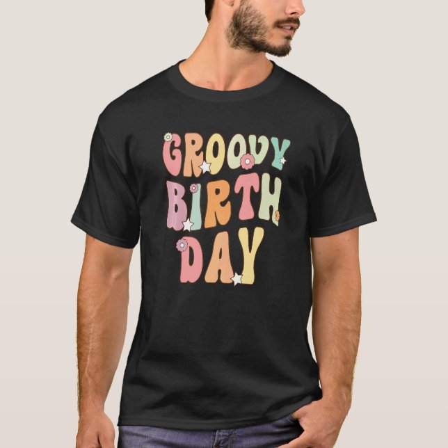 Retro Groovy Födelsedagsfest Matching Family Back  T Shirt (Framsida)