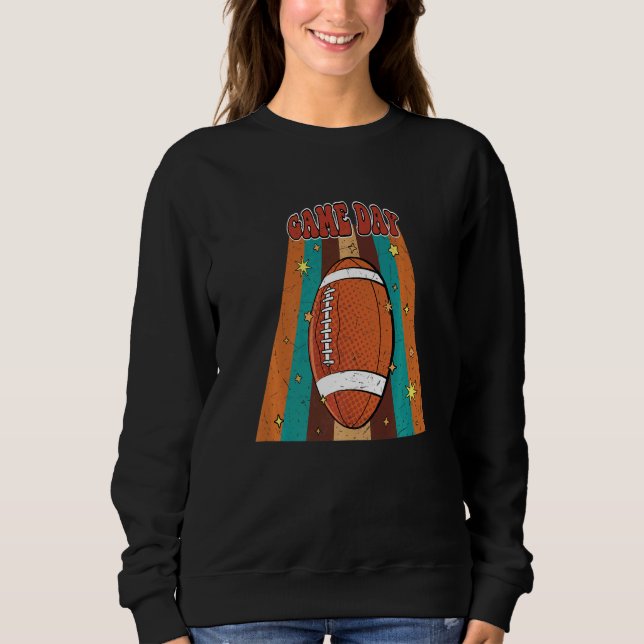 Retro Groovy Football Game Day Family Matching Foo T Shirt (Framsida)