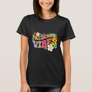 Retro Groovy Förskolevibbar Pre K Lärare Tillbaka T Shirt