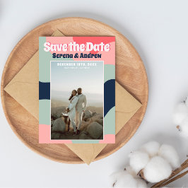 Retro Groovy-foto med fetstil Abstrakt Spara Datumet