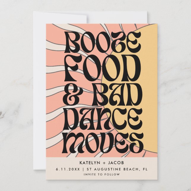 Retro Groovy Funny Photo Bröllop Spara Datumet (Framsida)