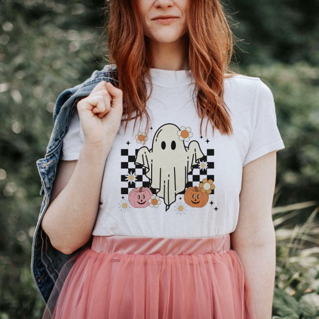 Retro Groovy Ghost Halloween Tshirt for Women T Shirt (Skapare uppladdad)