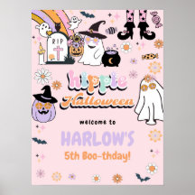 Retro Groovy Ghost Hippie Halloween Birthday