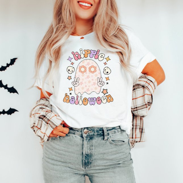Retro Groovy Ghost Hippie Halloween T-Shirt (Skapare uppladdad)
