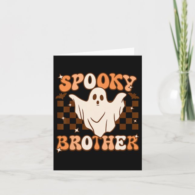 Retro Groovy Ghost Spooky Brother Costume Matching Kort (Framsida)