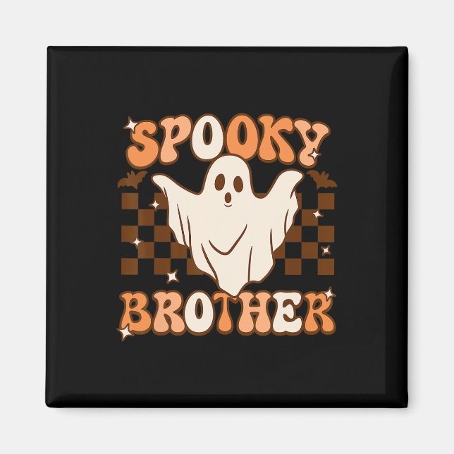 Retro Groovy Ghost Spooky Brother Costume Matching Magnet (Framsidan)