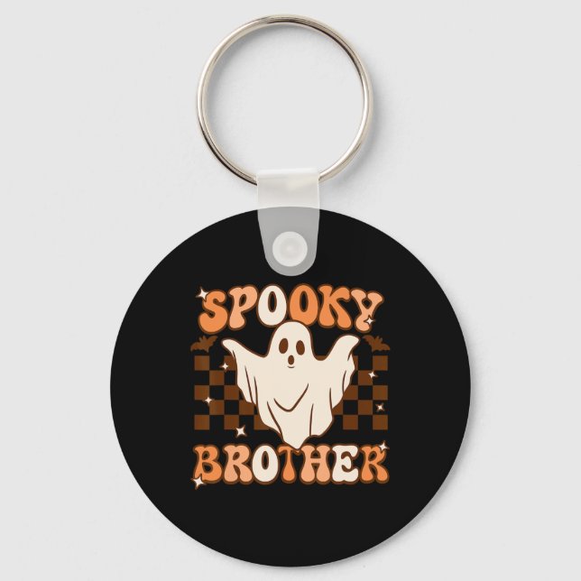 Retro Groovy Ghost Spooky Brother Costume Matching Nyckelring (Framsida)