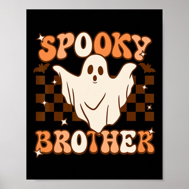 Retro Groovy Ghost Spooky Brother Costume Matching Poster (Framsidan)