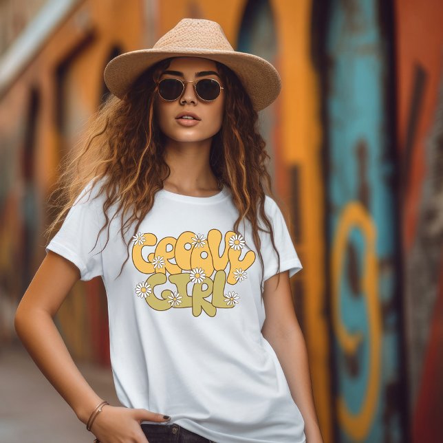 Retro Groovy Girl Daisy T Shirt (Skapare uppladdad)