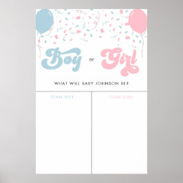 Retro Groovy Girl eller Boy Baby Gender Voting Sig Poster