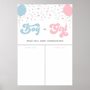 Retro Groovy Girl eller Boy Baby Gender Voting Sig Poster