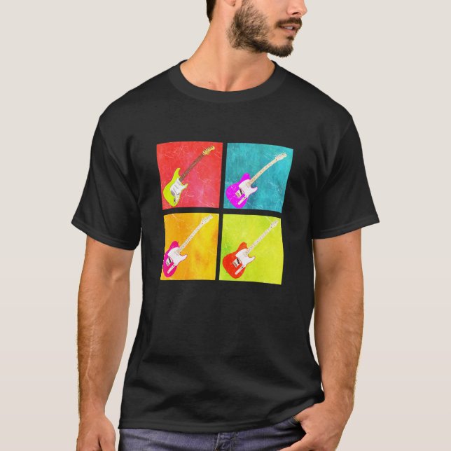 Retro Groovy Gitarr Trendig T Shirt (Framsida)