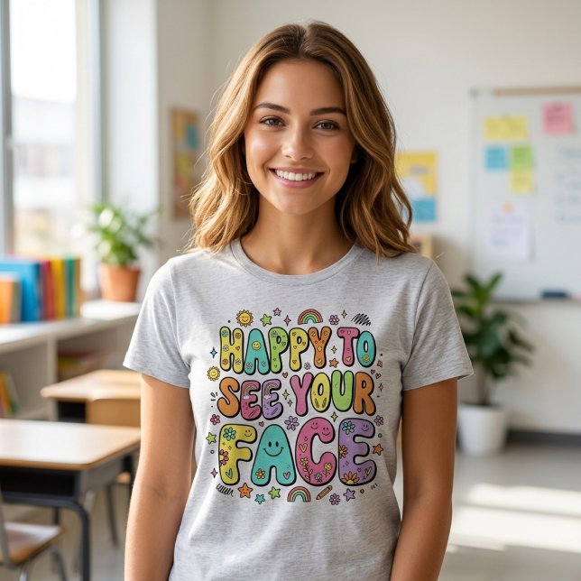 Retro Groovy Glad att se ditt ansikte Tillbaka til T Shirt (Skapare uppladdad)