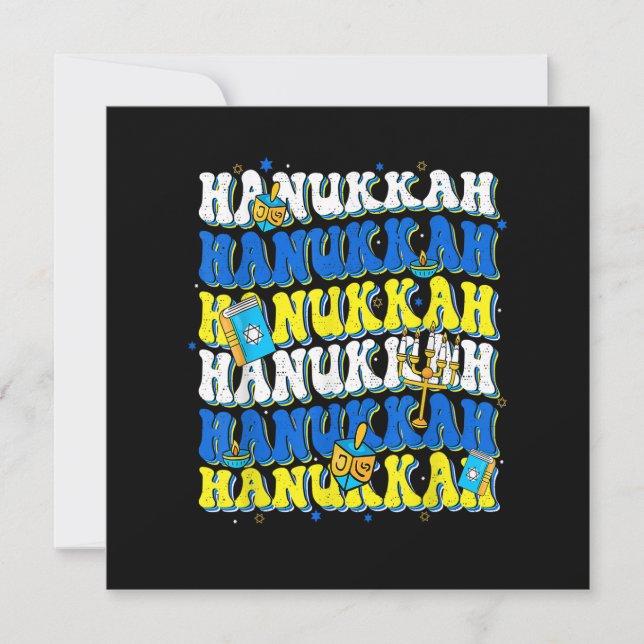 Retro Groovy Glad Hanukkah Chanukka Judisk Högtid Inbjudningar (Framsida)