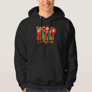 Retro Groovy God Jul Glädjerik Kul Jul Famil Hoodie