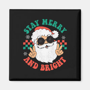 Retro Groovy God jul, håll dig Bright Hippie Sa Magnet