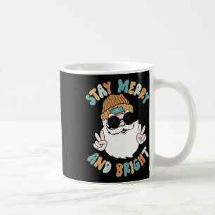 Retro Groovy God jul, håll kvar Bright Santa Cla Kaffemugg
