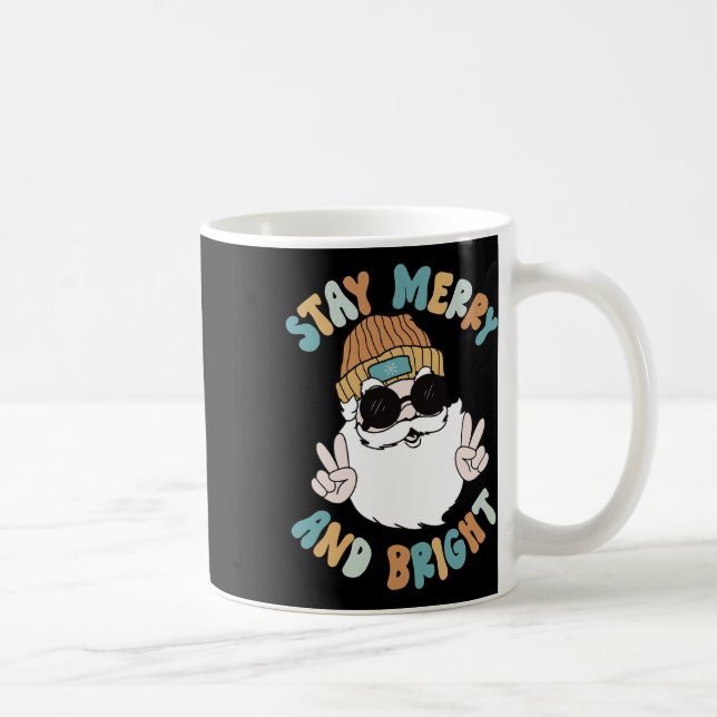 Retro Groovy God jul, håll kvar Bright Santa Cla Kaffemugg (Höger)