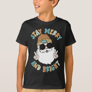 Retro Groovy God jul, håll kvar Bright Santa Cla T Shirt