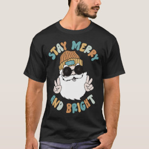 Retro Groovy God jul, håll kvar Bright Santa Cla T Shirt
