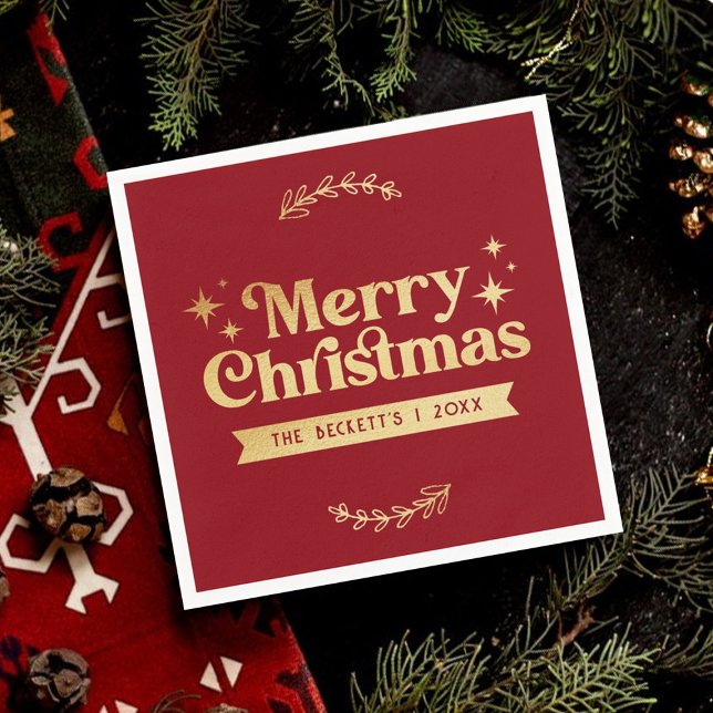 Retro Groovy God jul Helgdag Pappersservett (Skapare uppladdad)