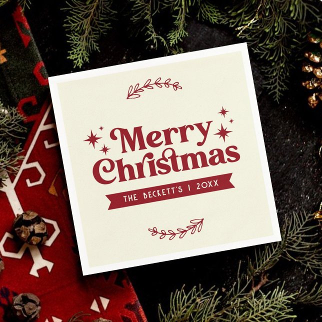 Retro Groovy God jul Helgdag Pappersservett (Skapare uppladdad)