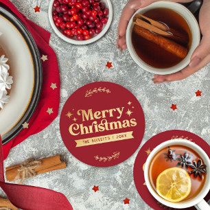 Retro Groovy God jul Helgdag Underlägg Papper Rund